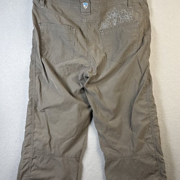 Kuhl Cargo Capri Pants Women’s Size 10 Grey Hiking‎ Stretch Floral Embroidery - Picture 10 of 16